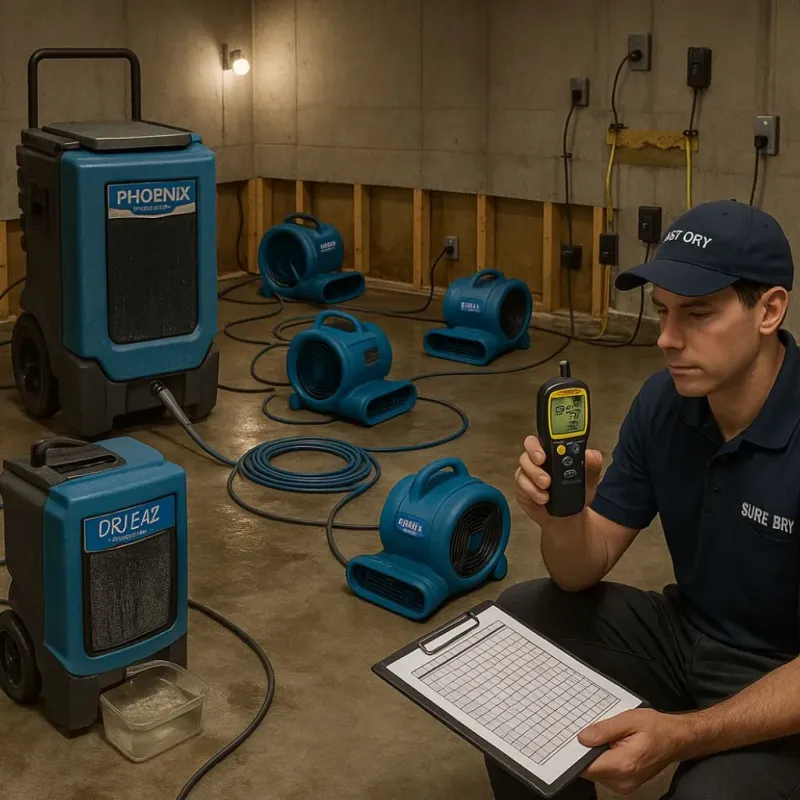 Structural Drying and Dehumidification process in De Kalb, TX